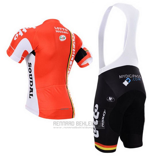 2015 Fahrradbekleidung Lotto Soudal Wei Rot Trikot Kurzarm und Tragerhose